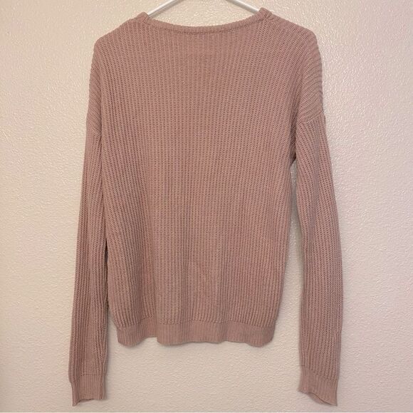 Brandy Melville blush Pink mauve boho Bronx Sweater crew neck One Size/ M - Picture 7 of 8